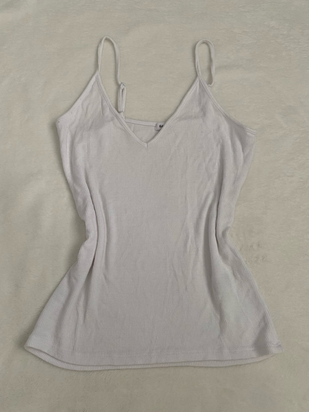 Garage White Ribbed V-Neck Cami